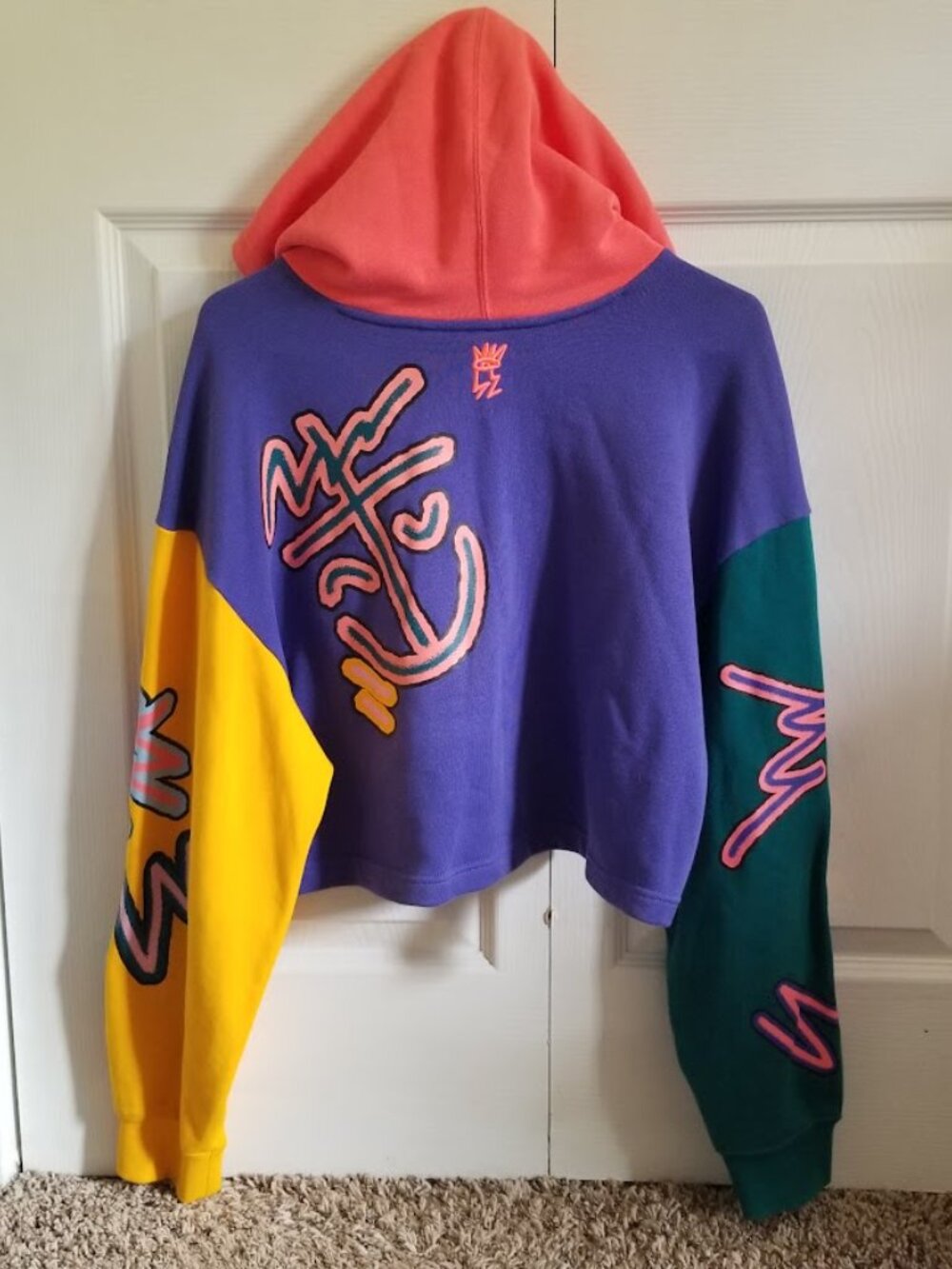 Adidas Women's Hoodie Small Colorblock Love Unites Kris Andrew Cropped Pride - Picture 7 of 11